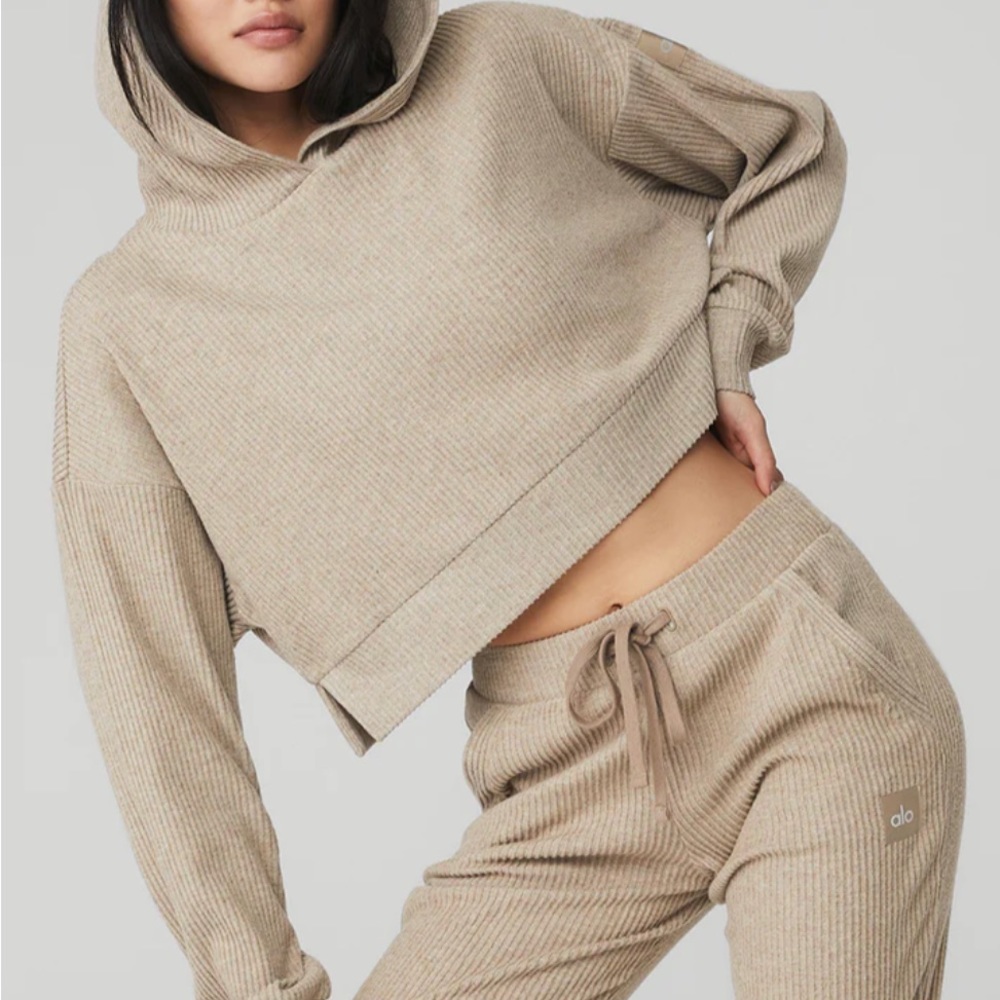 Muse hoodie from all yoga neautral shade slight pink tint